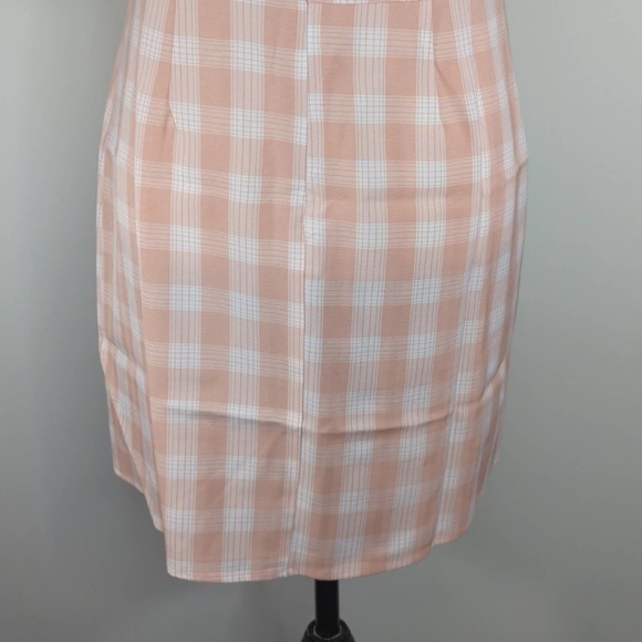 NWT | BP. Square Neck Strappy Coral & White Gingham Dress - Picture 8 of 11